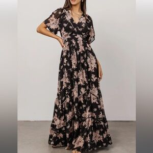 NWT Baltic born Kathrine maxi dress black with cream flowers size 3X